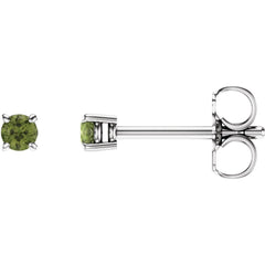14K White Natural Peridot Stud Earrings