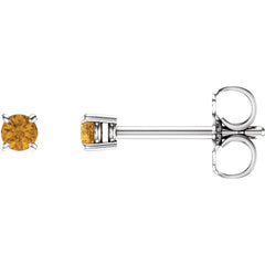 14K White Natural Citrine Stud Earrings