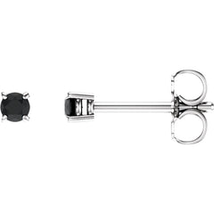 14K White Natural Black Onyx Stud Earrings