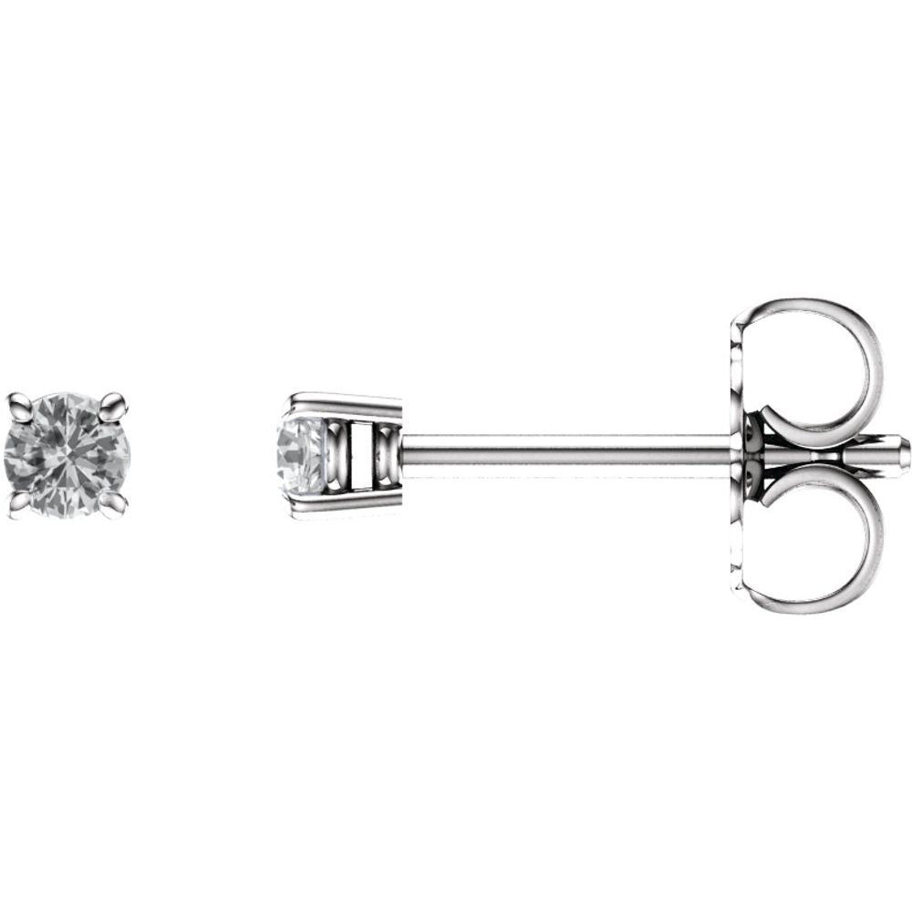 14K White Natural White Sapphire Stud Earrings