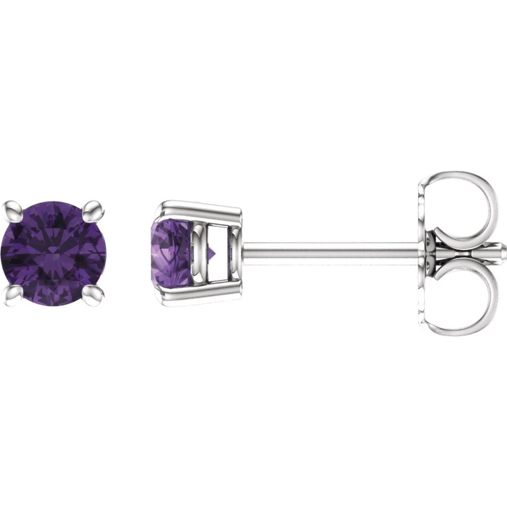 Sterling Silver Natural Amethyst Stud Earrings