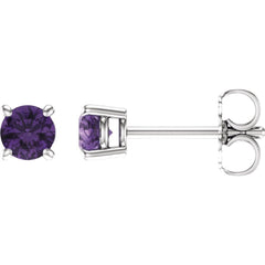 Sterling Silver Natural Amethyst Stud Earrings
