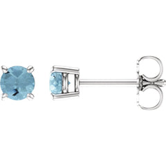 14K White Natural Aquamarine Stud Earrings