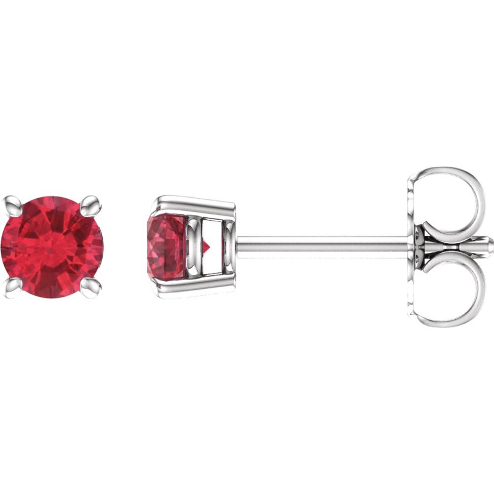 14K White Natural Ruby Stud Earrings