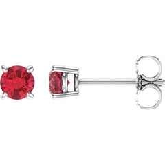 14K White Lab-Grown Ruby Stud Earrings