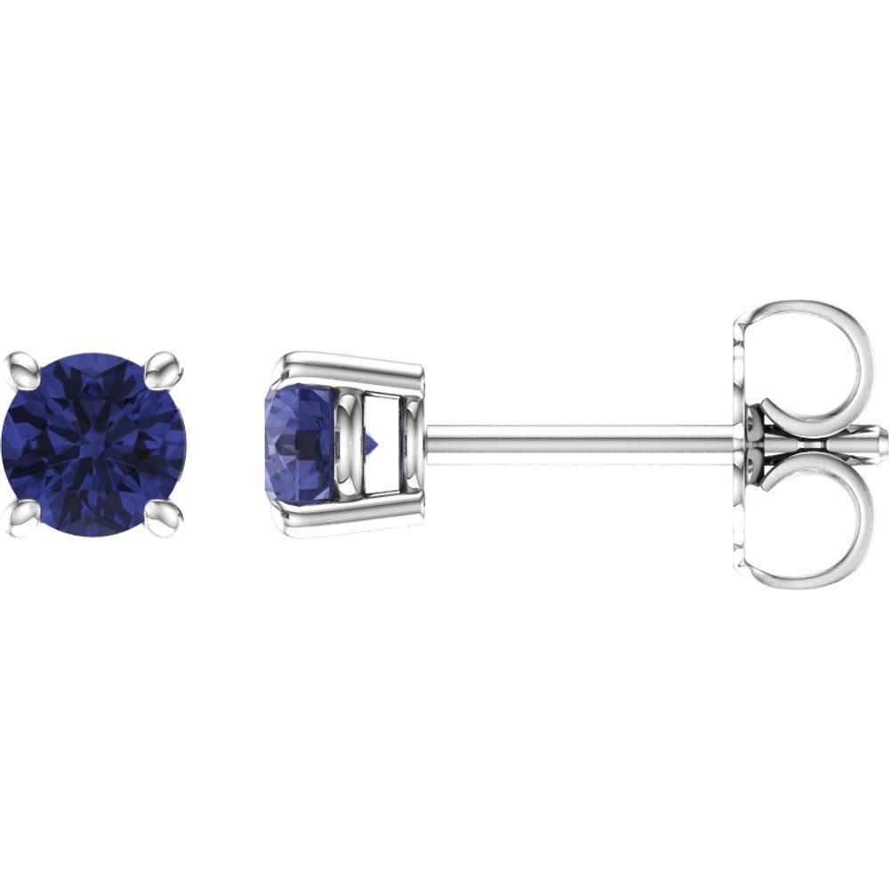 14K White Natural Tanzanite Stud Earrings