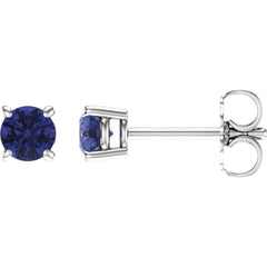 14K White Natural Tanzanite Stud Earrings