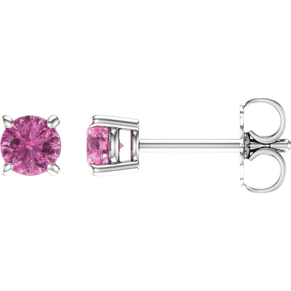 14K White Natural Pink Sapphire Stud Earrings