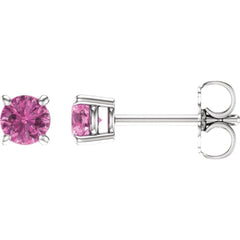 14K White Natural Pink Sapphire Stud Earrings