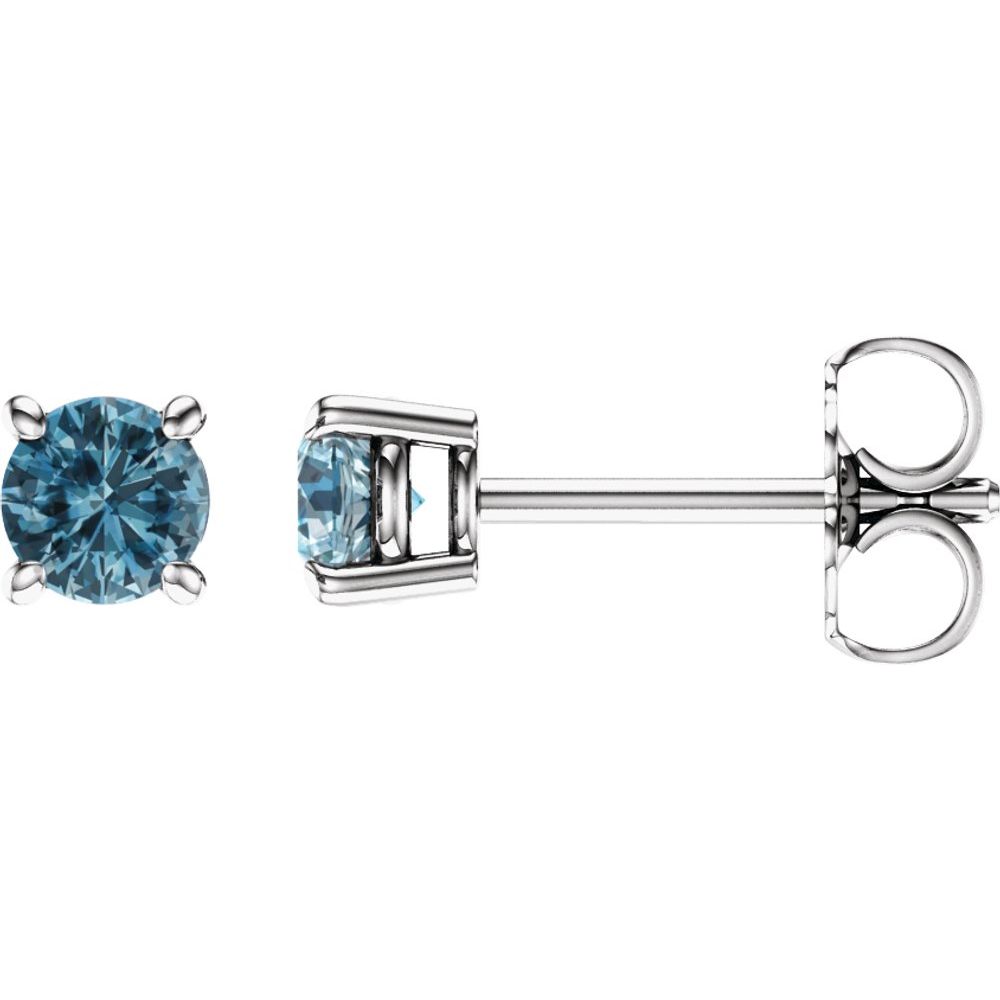 14K White Natural Sku Blue Topaz Stud Earrings