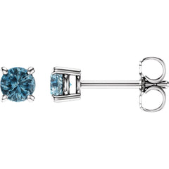 14K White Natural Sku Blue Topaz Stud Earrings