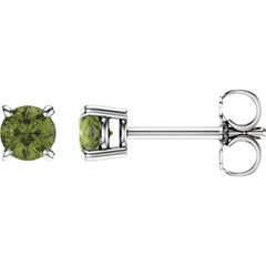14K White Natural Peridot Stud Earrings