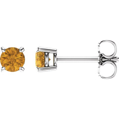 14K White Natural Citrine Stud Earrings