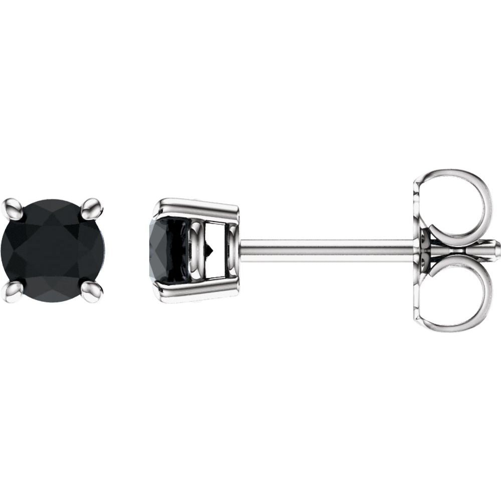 14K White Natural Black Onyx Stud Earrings