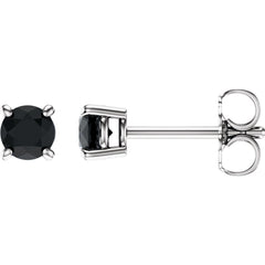 14K White Natural Black Onyx Stud Earrings