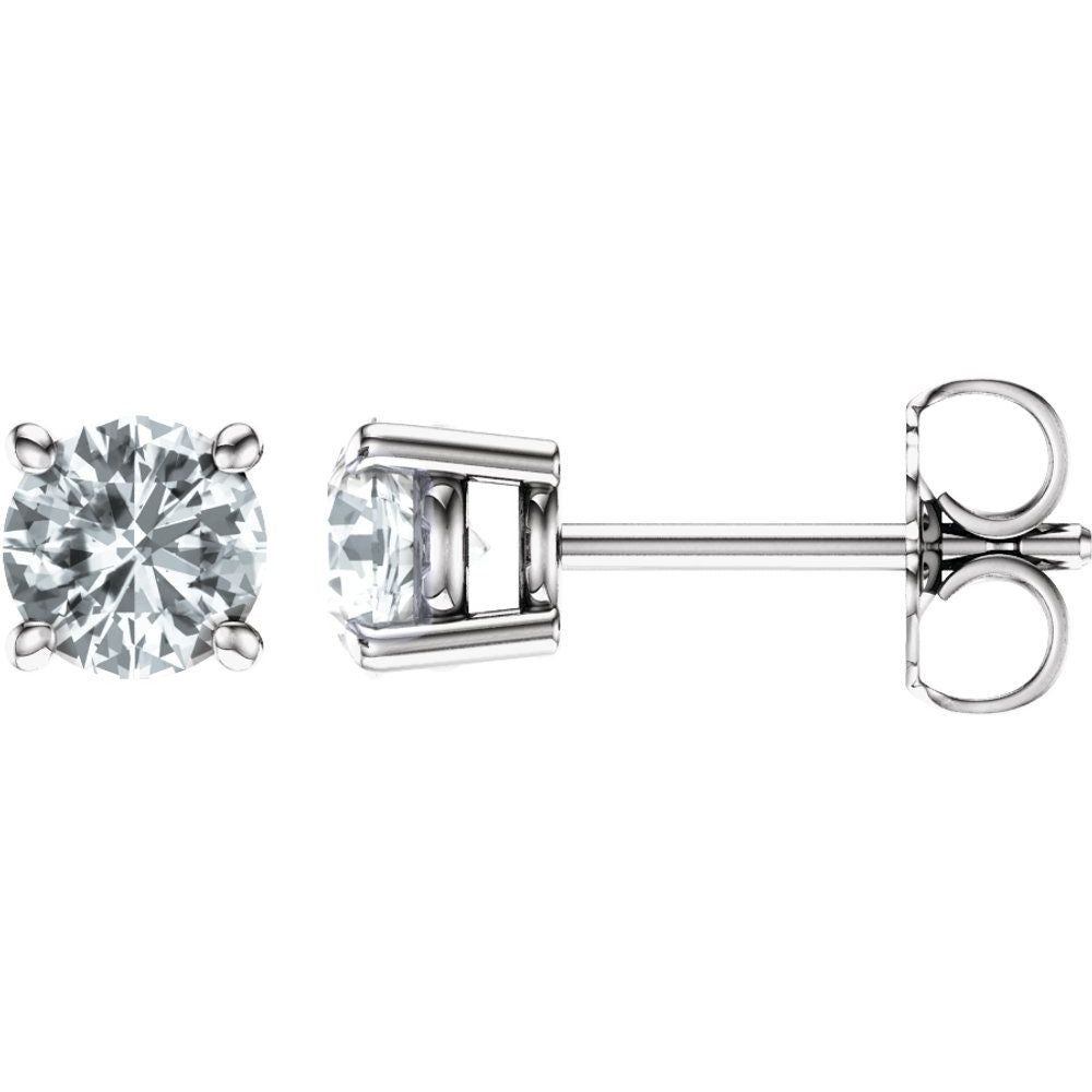 14K White Natural White Sapphire Stud Earrings