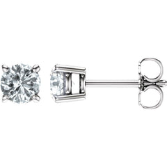 14K White Natural White Sapphire Stud Earrings