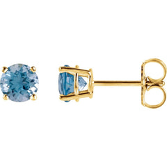 14K Yellow Natural Swiss Blue Topaz Stud Earrings