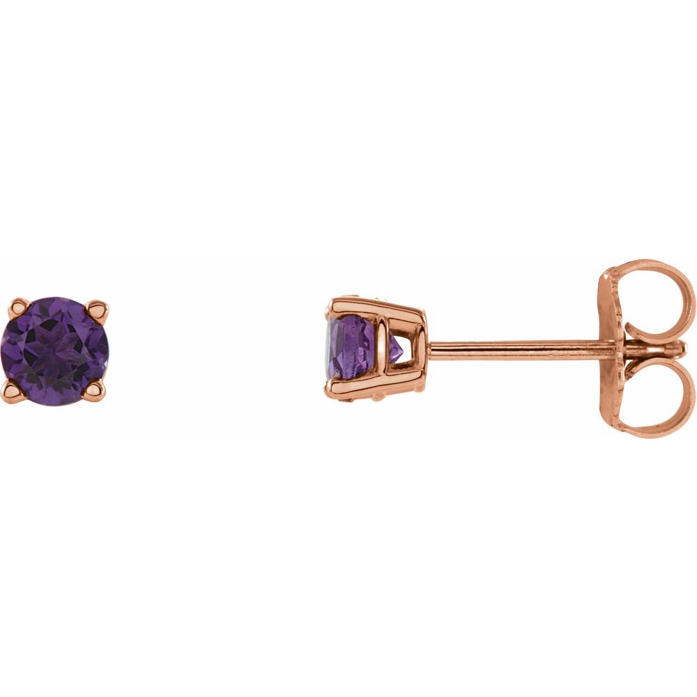 14K Rose Natural Amethyst Stud Earrings