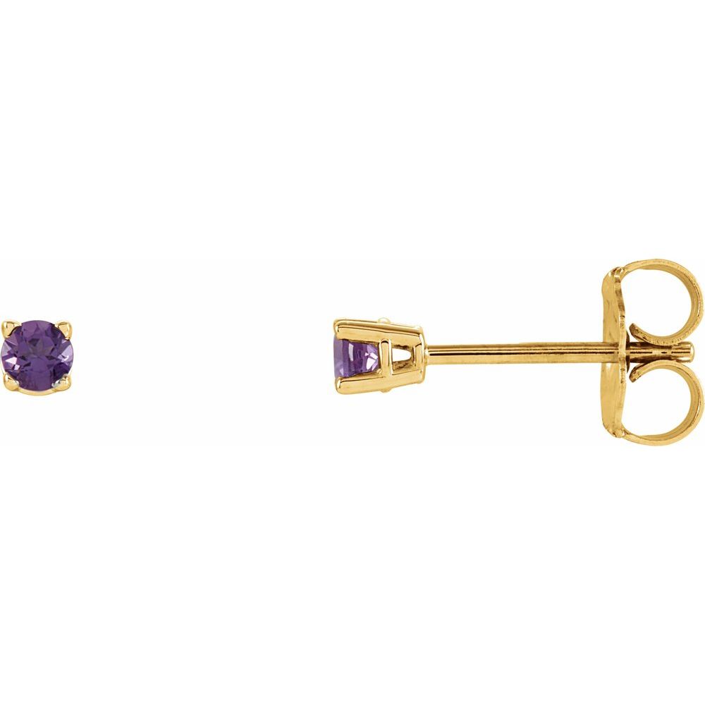 14K Yellow Natural Amethyst Stud Earrings