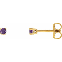 14K Yellow Natural Amethyst Stud Earrings