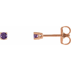 14K Rose Natural Amethyst Stud Earrings
