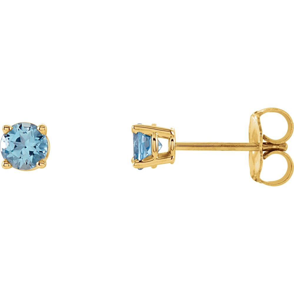 14K Yellow Natural Aquamarine Stud Earrings