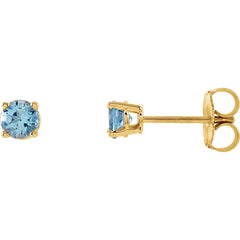 14K Yellow Natural Aquamarine Stud Earrings