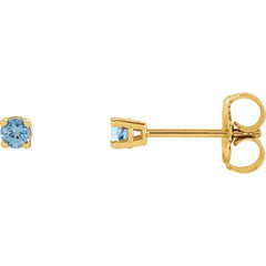 14K Yellow Natural Aquamarine Stud Earrings