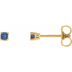 14K Yellow Natural Tanzanite Stud Earrings