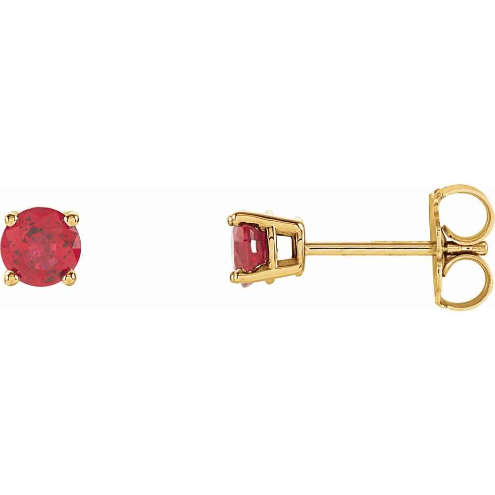 14K Yellow Lab-Grown Ruby Stud Earrings