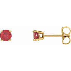 14K Yellow Lab-Grown Ruby Stud Earrings