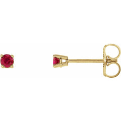 14K Yellow Lab-Grown Ruby Stud Earrings