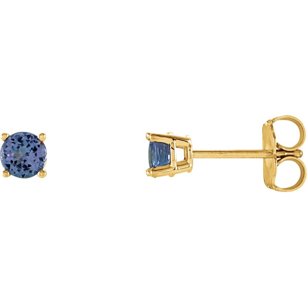 14K Yellow Natural Tanzanite Stud Earrings