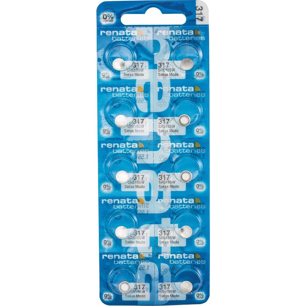 Renata® 0% Mercury Silver Oxide Watch Batteries – 1.55V, Long-Lasting, High & Low Drain (10-Pack)