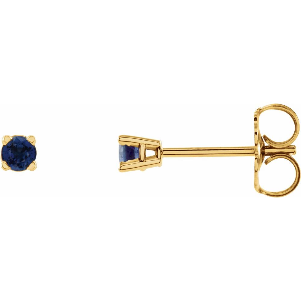 14K Yellow Natural Blue Sapphire Stud Earrings