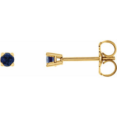 14K Yellow Lab-Grown Blue Sapphire Stud Earrings