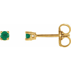 14K Yellow Natural Emerald Stud Earrings