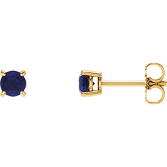 14K Yellow Lab-Grown Blue Sapphire Stud Earrings