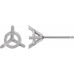 Sterling Silver 7.5 mm Round 3-Prong Cocktail-Style Earring Mounting