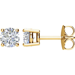 14K Yellow 1 Ctw Natural Diamond Stud Earrings