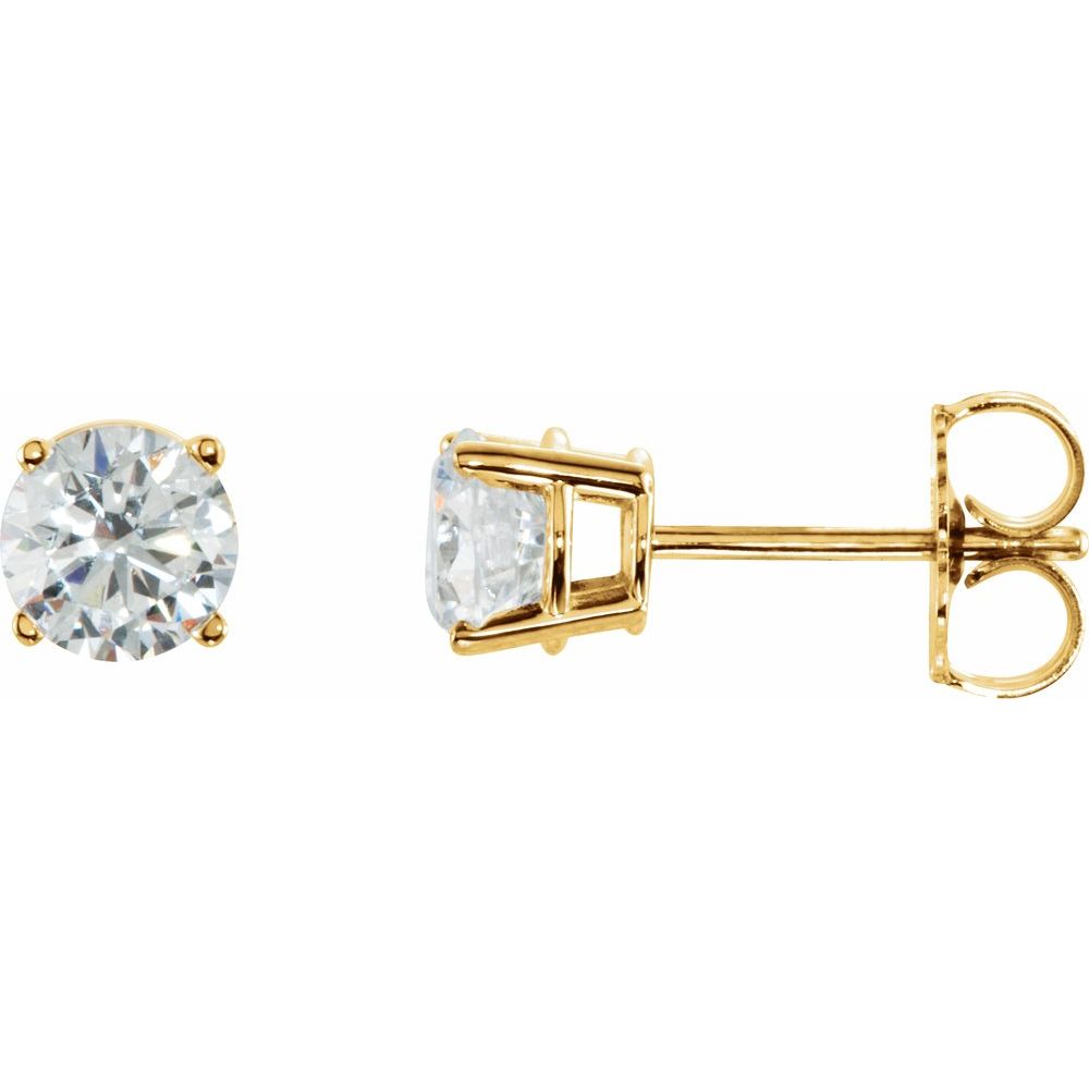 14K Yellow 1 Ctw Natural Diamond Stud Earrings