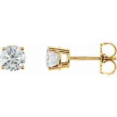 14K Yellow 1 Ctw Natural Diamond Stud Earrings
