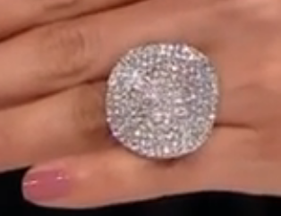 Sigal Style Wave Crystal Stainless Steel Ring, Size 6