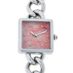 Colleen Lopez Square Rhodonite Dial Curb Link Chain Bracelet Watch. 6" to 7-1/4"