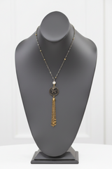 Bellezza Bronze  Lira Coin 88.5mm Cultured Freshwater Pearl Tassel Necklace. 18"