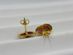 HSN Sterling Silver Goldclad Faceted Ruby Stud Earrings.
