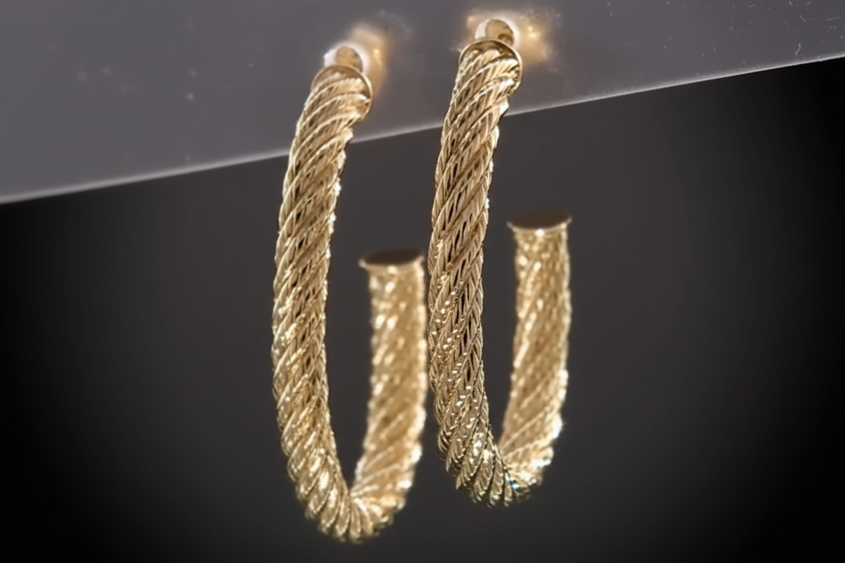 Bellezza Bronze Rope-Textured Oval Hoop Earrings
