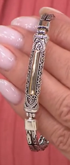 Bali RoManse Sterling Silver &18K Byzantine Chain Bar Bracelet, 6-3/4" (6" Fit)