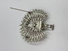 HSN Silvertone Multicolor Crystal Peacock Pin,